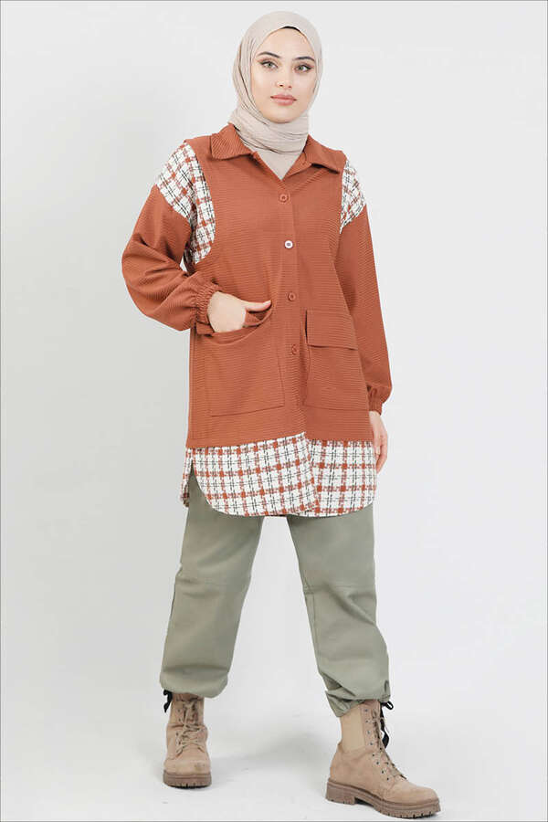 Yelek Detaylı Gömlek Şeftali - 2