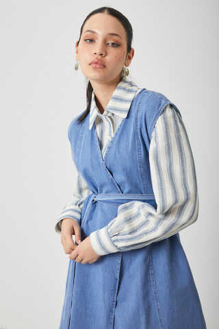 Yelekli Denim Takım Açık Mavi - 4