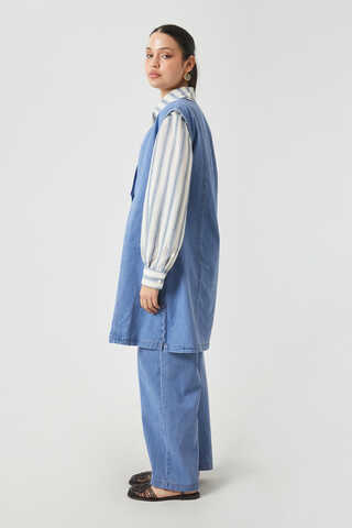 Yelekli Denim Takım Açık Mavi - 11