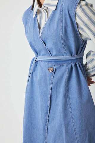 Yelekli Denim Takım Açık Mavi - 8