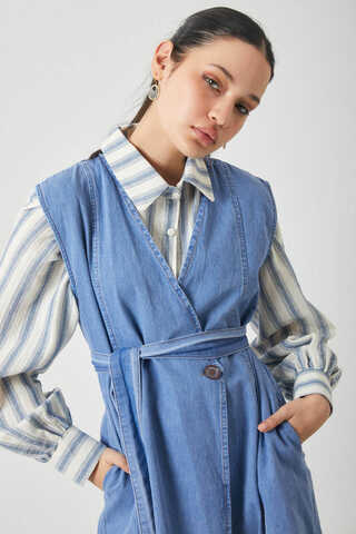 Yelekli Denim Takım Açık Mavi - 10