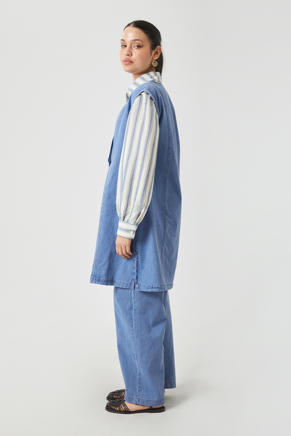 Yelekli Denim Takım Açık Mavi - 11