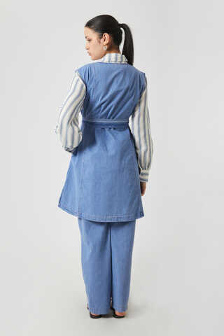 Yelekli Denim Takım Açık Mavi - 16