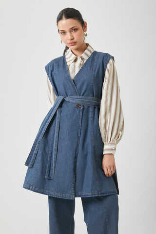 Yelekli Denim Takım Koyu Mavi - 10