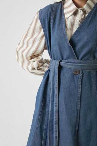 Yelekli Denim Takım Koyu Mavi - 8