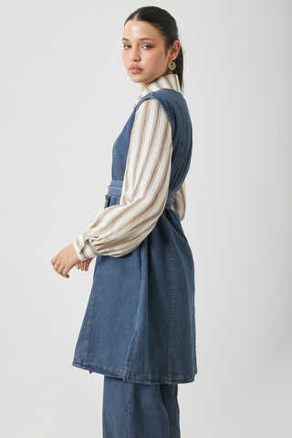 Yelekli Denim Takım Koyu Mavi - 13