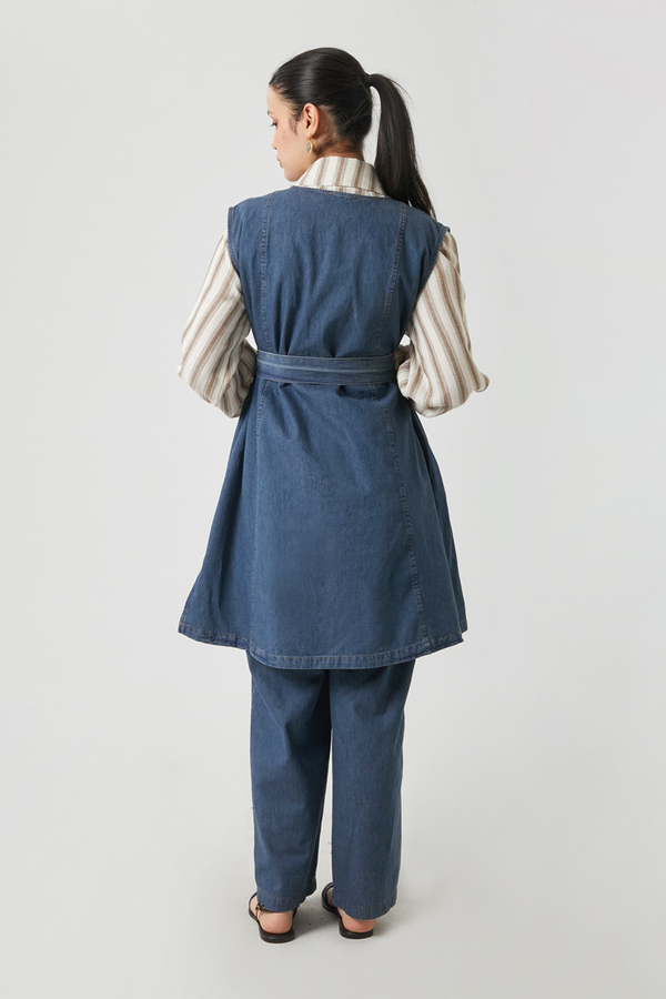 Yelekli Denim Takım Koyu Mavi - 15