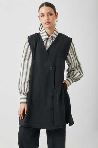 Yelekli Denim Takım Siyah - 1