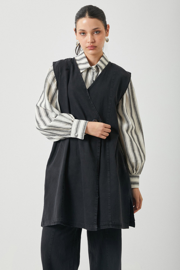 Yelekli Denim Takım Siyah - 6