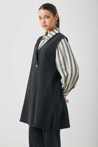 Yelekli Denim Takım Siyah - 8