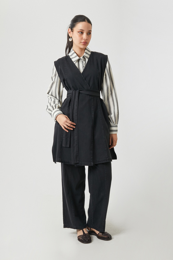 Yelekli Denim Takım Siyah - 10