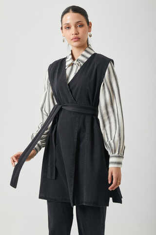 Yelekli Denim Takım Siyah - 11