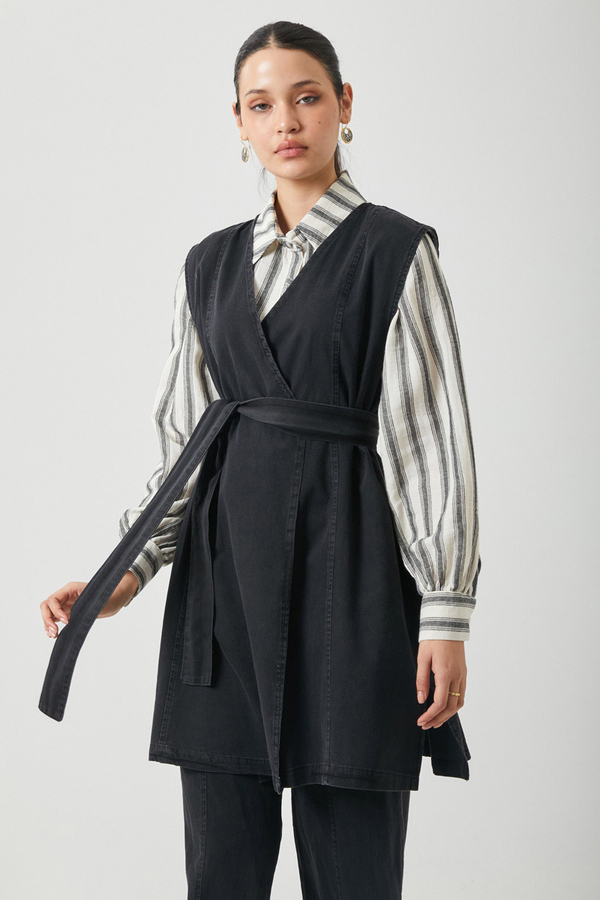 Yelekli Denim Takım Siyah - 11