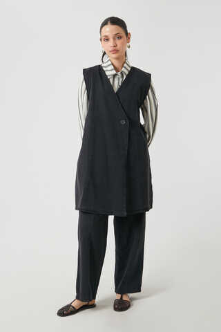 Yelekli Denim Takım Siyah - 2