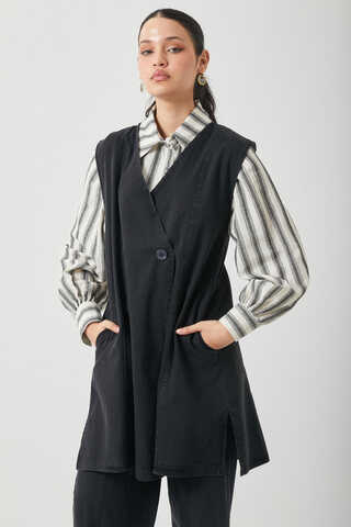 Yelekli Denim Takım Siyah - 4