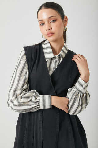 Yelekli Denim Takım Siyah - 5