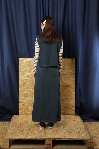 Denim Yelekli Etek Takım Koyu Mavi - 7