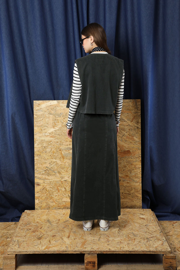 Denim Yelekli Etek Takım Siyah - 4