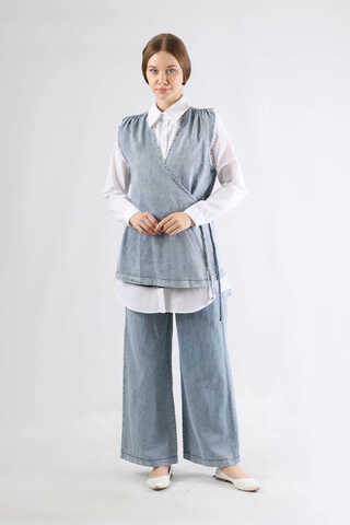 Yelekli Kot Takım Açık Mavi - 1