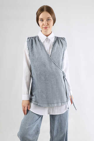 Yelekli Kot Takım Açık Mavi - 2