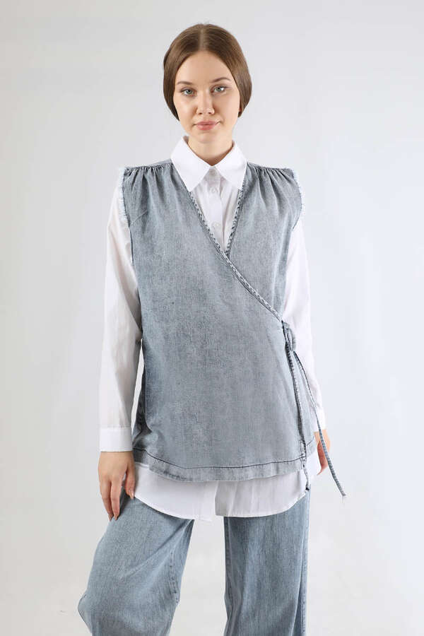 Yelekli Kot Takım Açık Mavi - 2