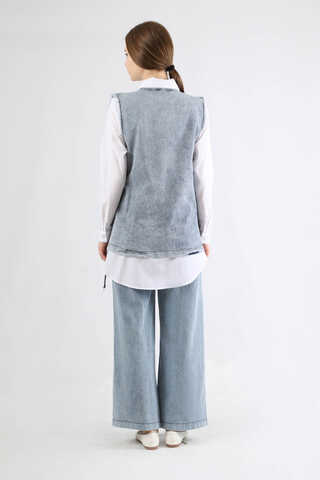 Yelekli Kot Takım Açık Mavi - 6