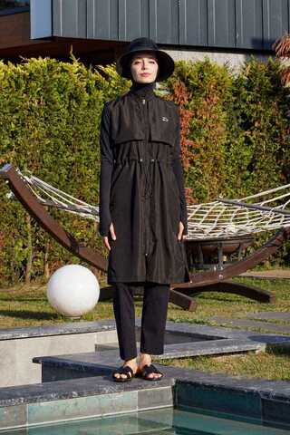 Yelekli Tesettür Mayo Siyah - 10