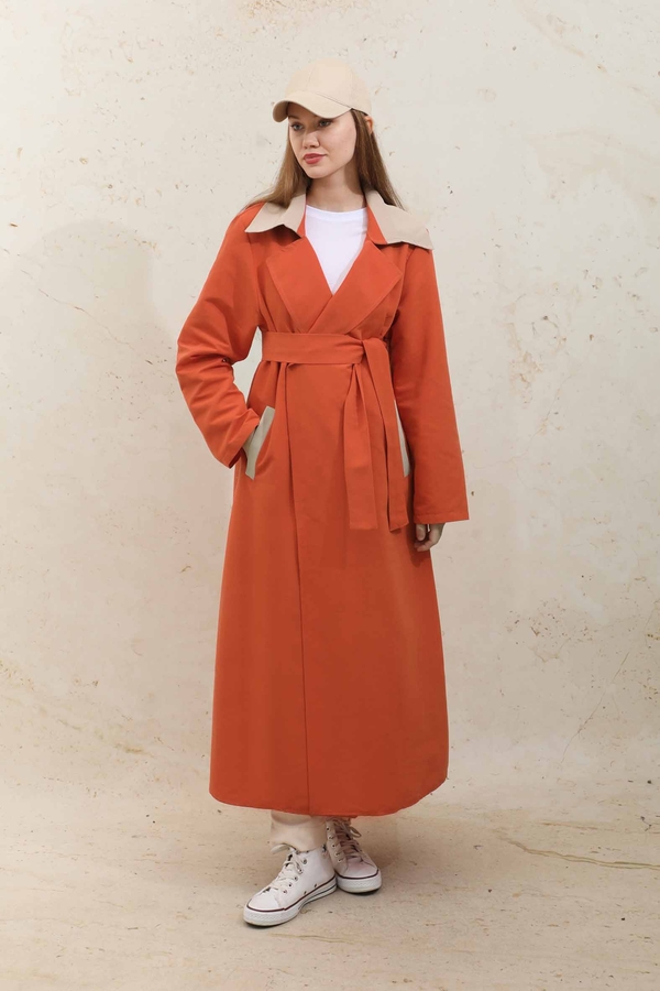 Yelekli Trençkot Turuncu - 6
