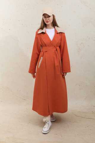 Yelekli Trençkot Turuncu - 7