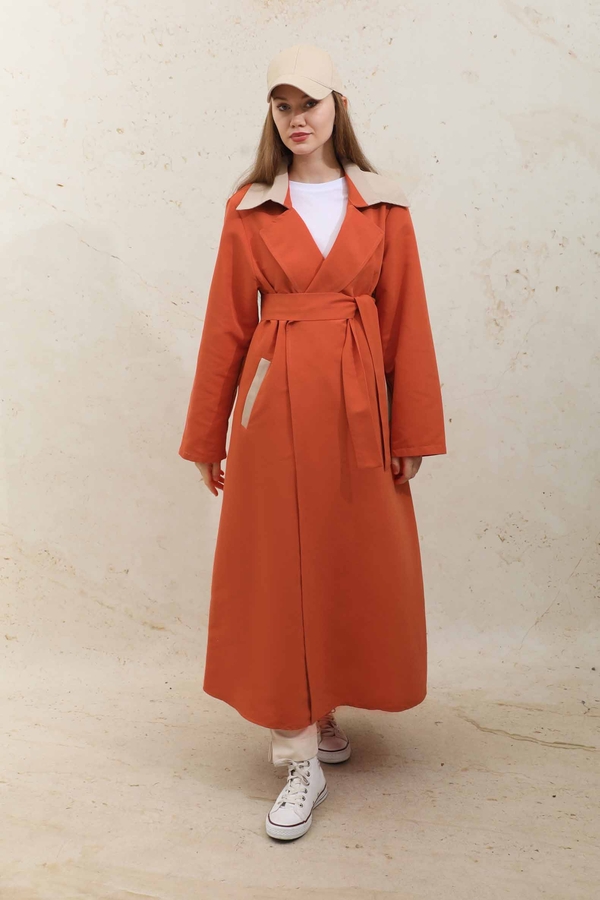 Yelekli Trençkot Turuncu - 7