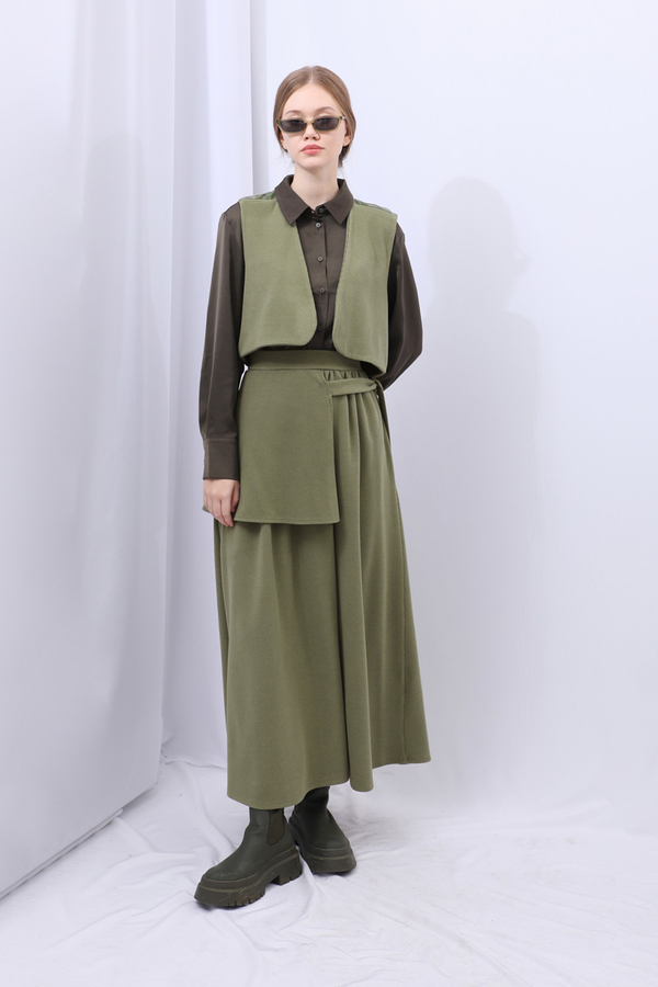 Yelekli Triko Takım Haki - 4