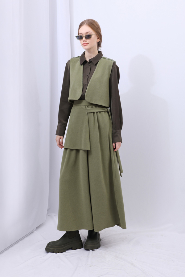 Yelekli Triko Takım Haki - 6