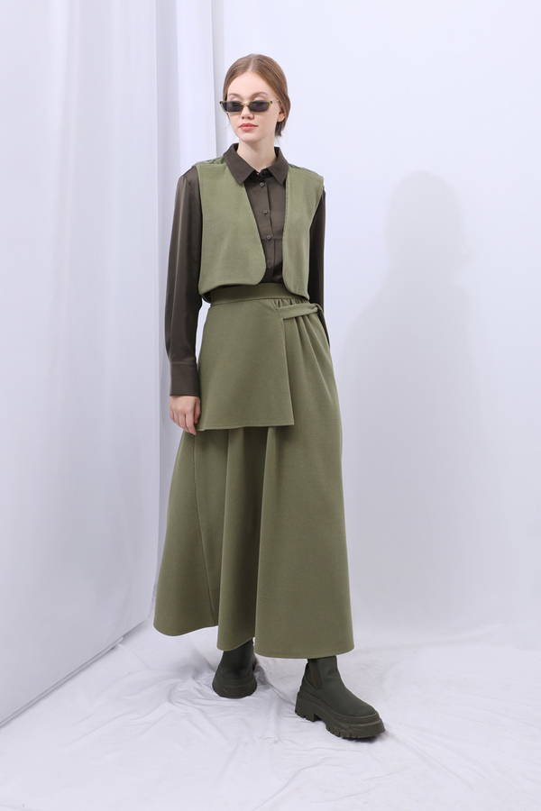 Yelekli Triko Takım Haki - 2