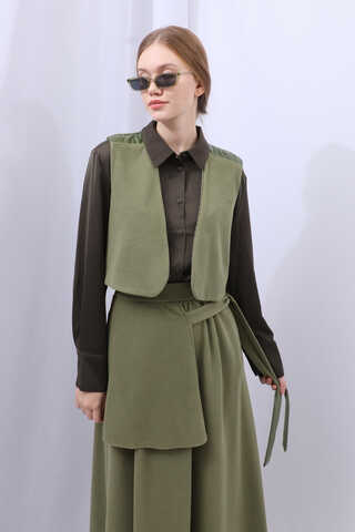 Yelekli Triko Takım Haki - 10