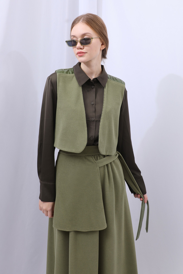 Yelekli Triko Takım Haki - 10