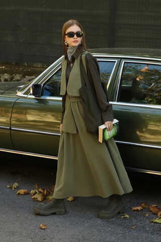 Yelekli Triko Takım Haki - 15