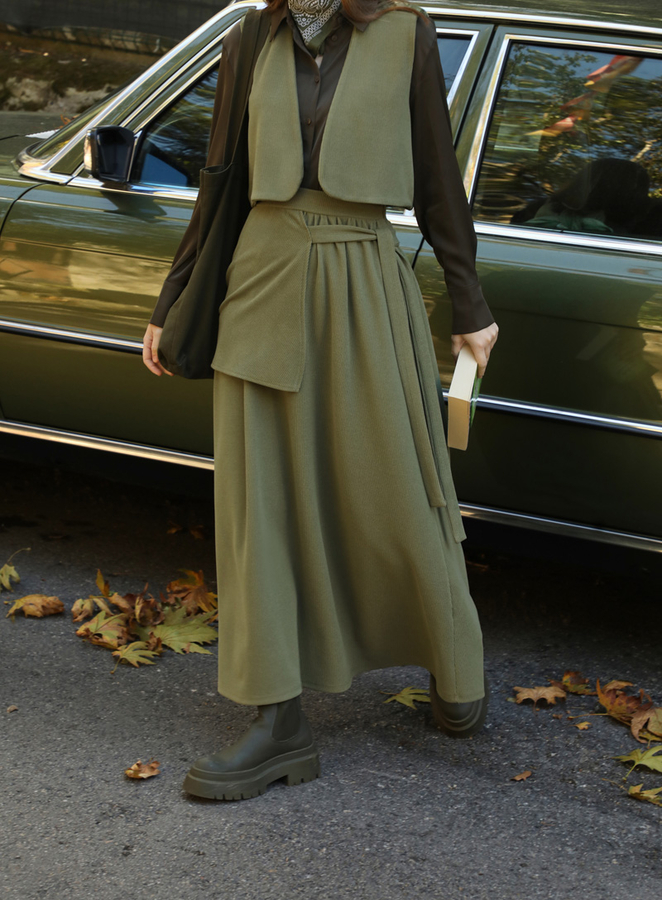 Yelekli Triko Takım Haki - 5