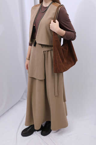 Yelekli Triko Takım Koyu Vizon - 5