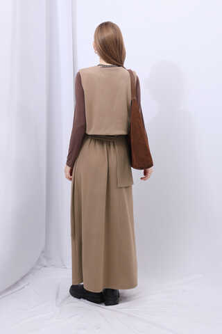 Yelekli Triko Takım Koyu Vizon - 8