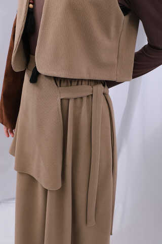 Yelekli Triko Takım Koyu Vizon - 6