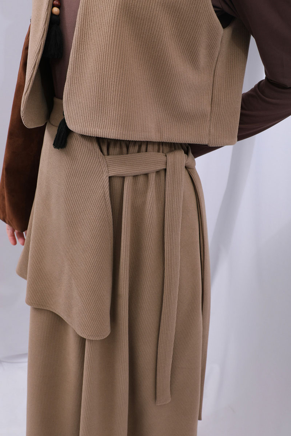 Yelekli Triko Takım Koyu Vizon - 6