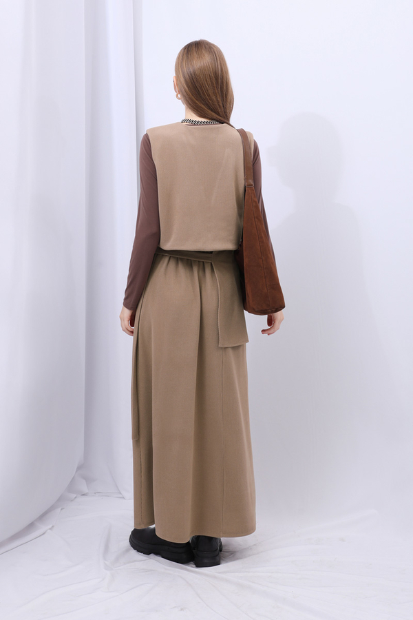 Yelekli Triko Takım Koyu Vizon - 8