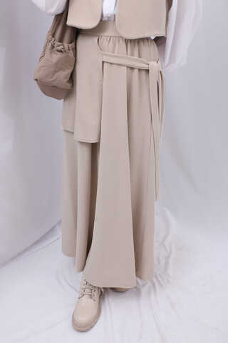 Yelekli Triko Takım Krem - 10