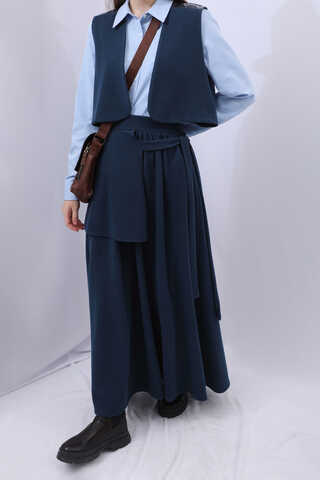 Yelekli Triko Takım Lacivert - 4