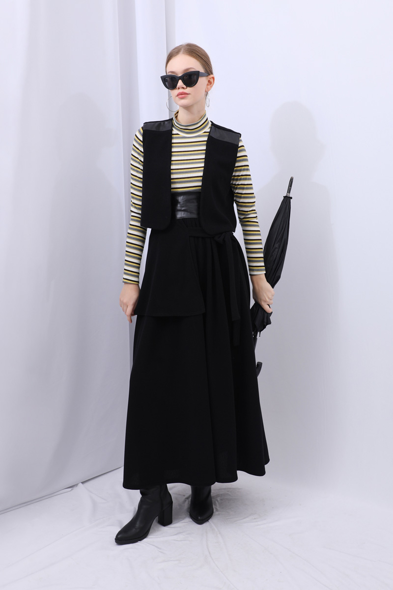 Yelekli Triko Takım Siyah