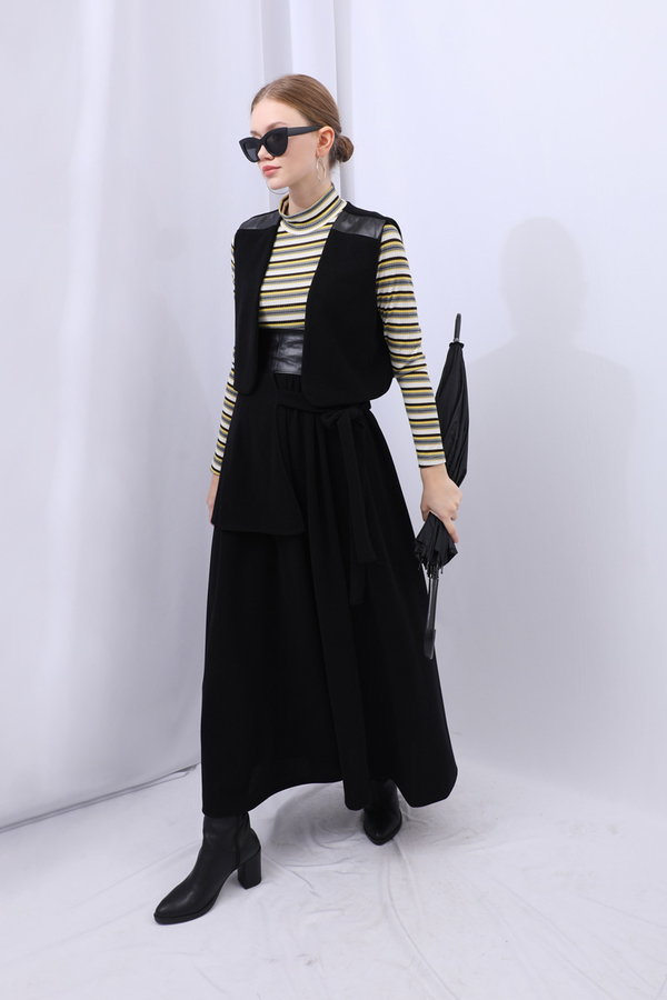 Yelekli Triko Takım Siyah - 4