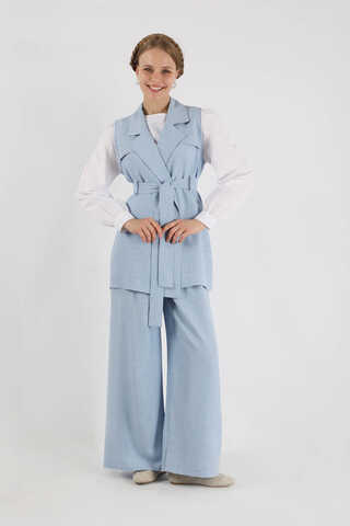 Yelekli Üçlü Takım Bebe Mavisi - 3