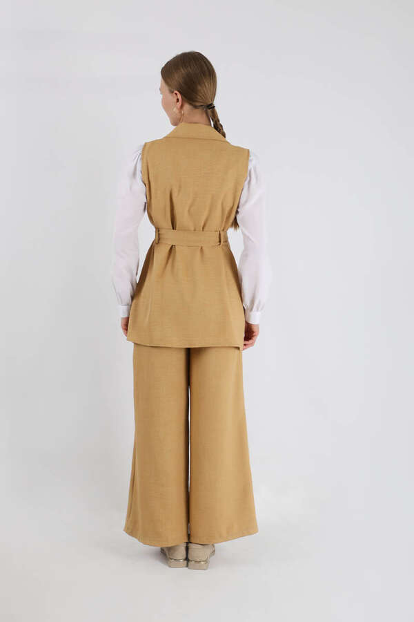 Yelekli Üçlü Takım Camel - 7