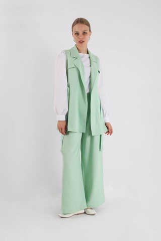 Yelekli Üçlü Takım Su Yeşili - 1