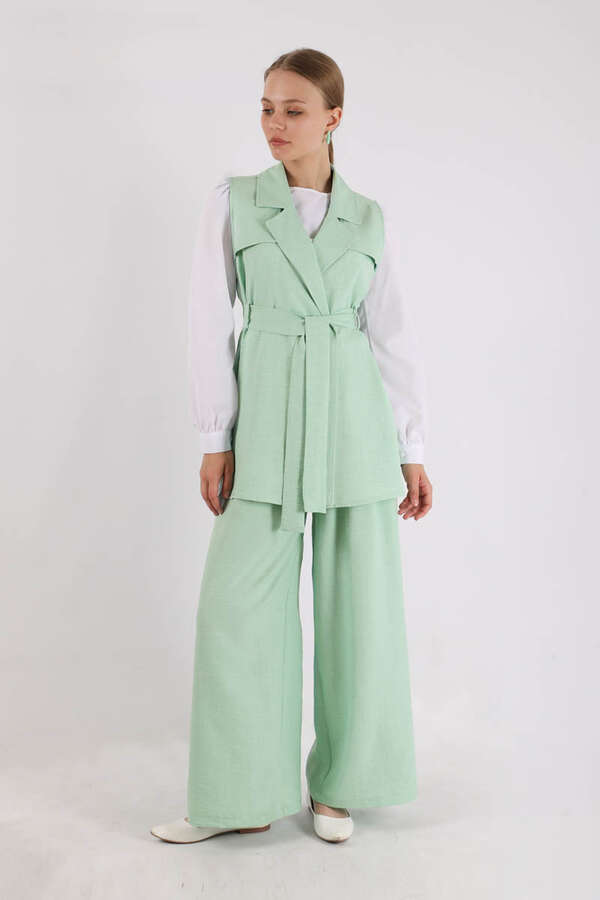 Yelekli Üçlü Takım Su Yeşili - 3